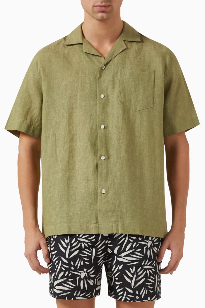 Angelo Shirt in Linen, Green
