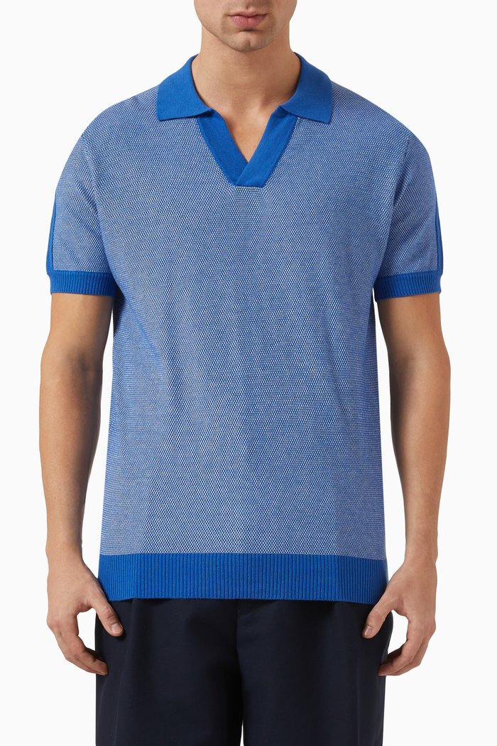 Rino Polo in Cotton Silk, Blue