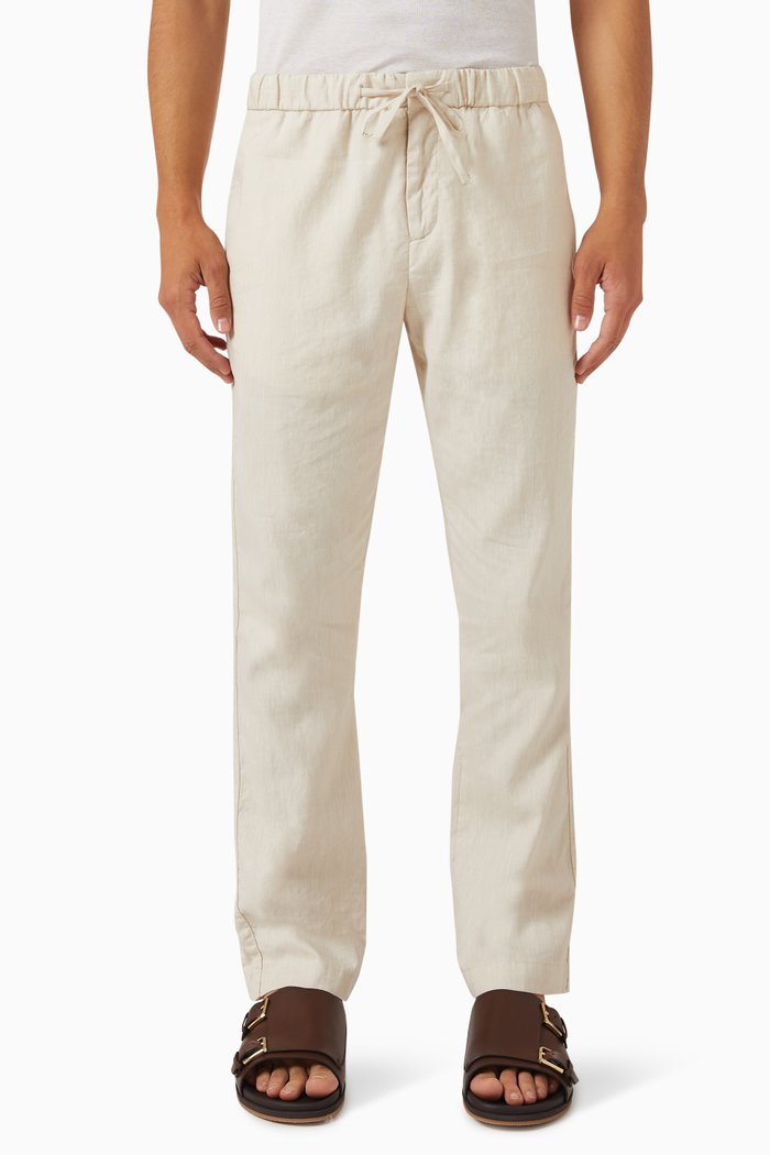 

Oscar Herringbone Chinos in Linen Blend, Neutral