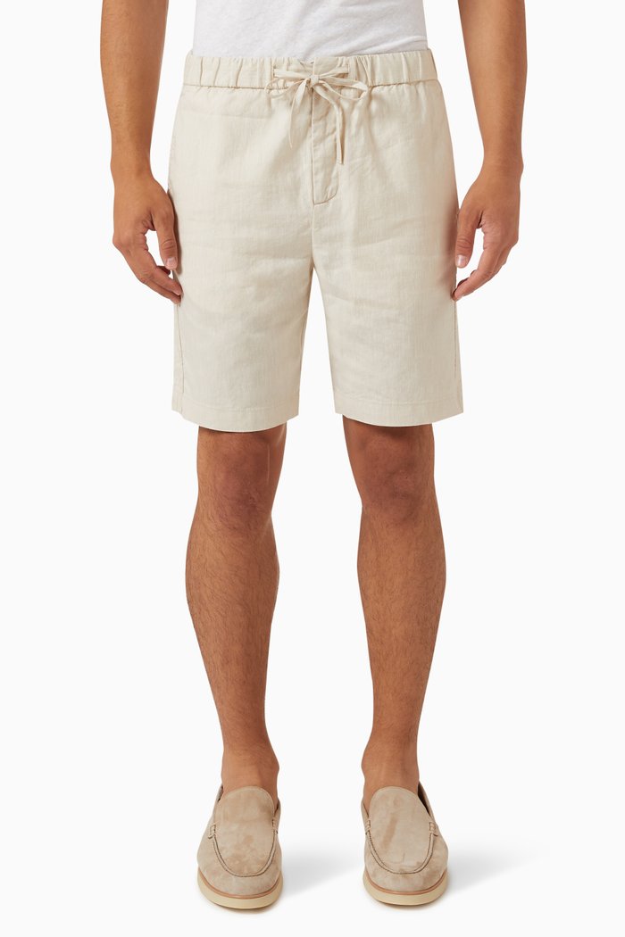

Felipe Herringbone Shorts in Linen Blend, Neutral