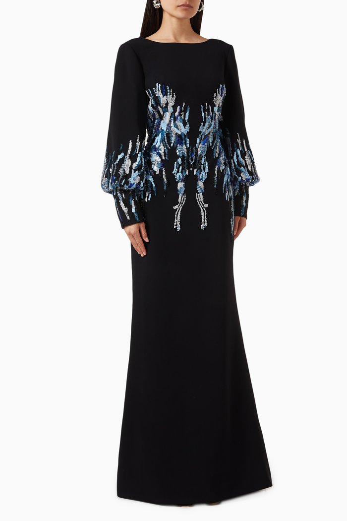 

Sequin-embellished Maxi Dress in Crepe, Multicolour