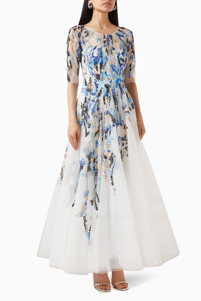 

Sequin-embellished Maxi Dress in Tulle, Multicolour