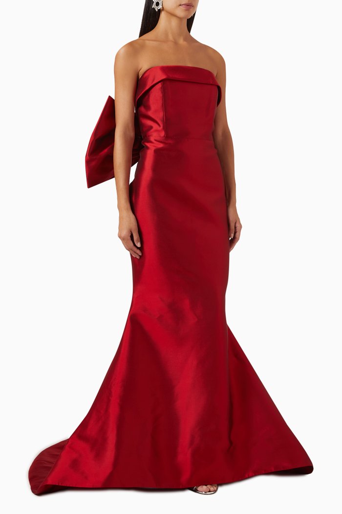 

Victoria Mermaid Gown in Silk & Wool, Red