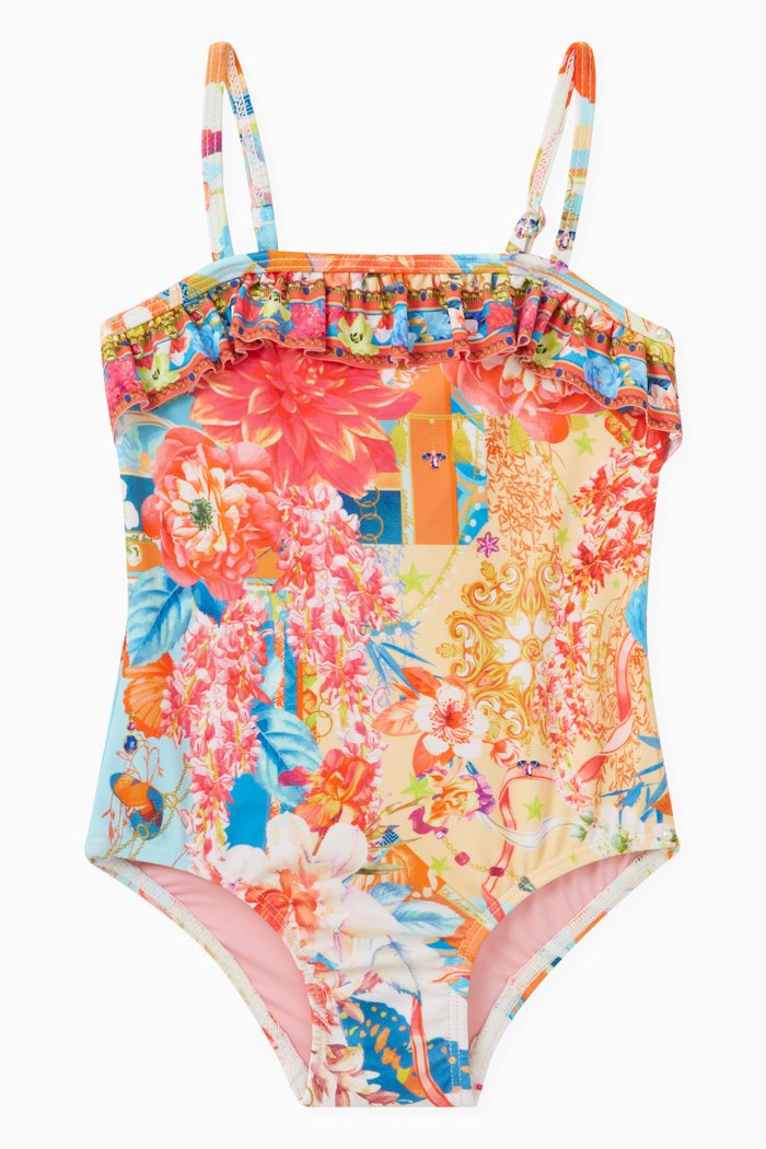 

Floral-print Ruffle One-piece Swimsuit in Polyamide, Multicolour