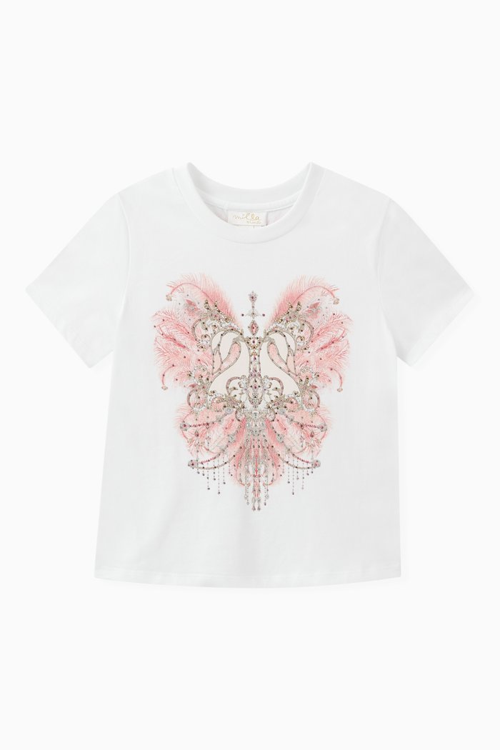 

Crystal-embellished T-shirt in Cotton, Pink