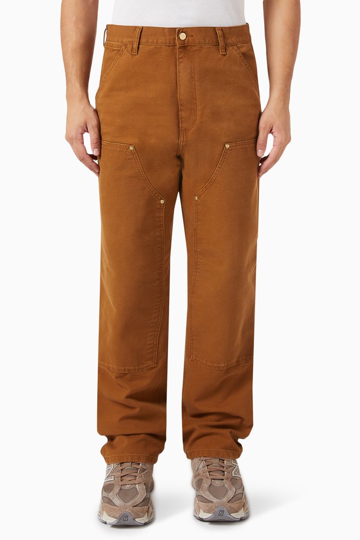 

Double Knee Pants in Denim, Brown
