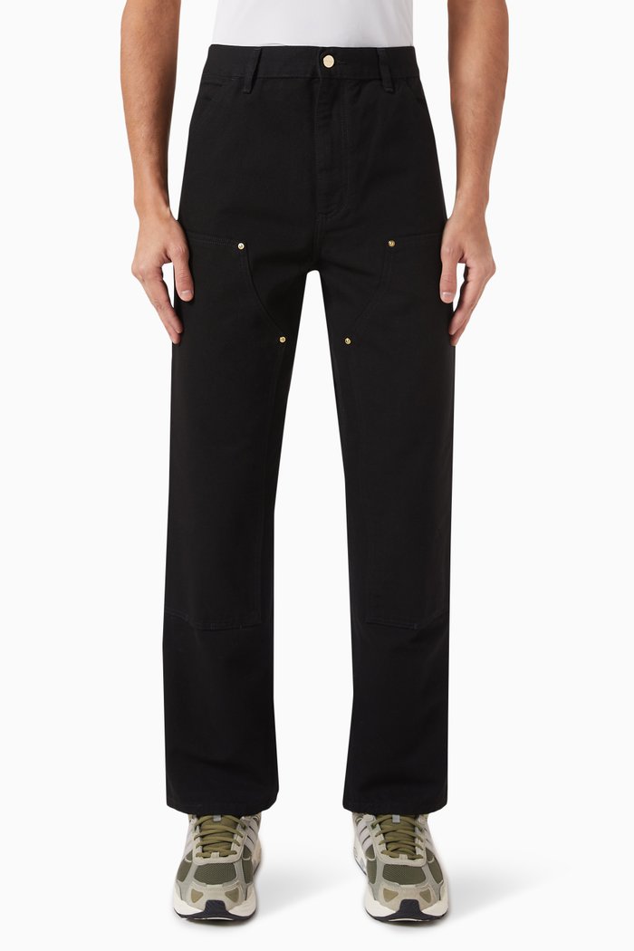 Double Knee Pants in Denim, Black