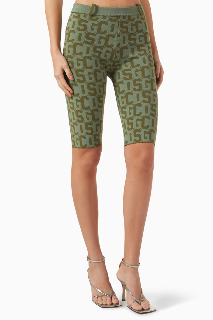 

Matilda Monogram Biker Shorts in Viscose, Green