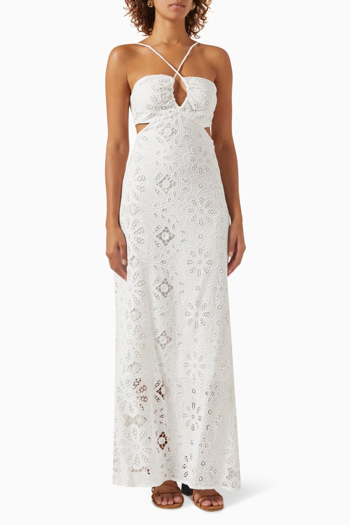 

Memoria Lace Maxi Dress in Cotton, Neutral