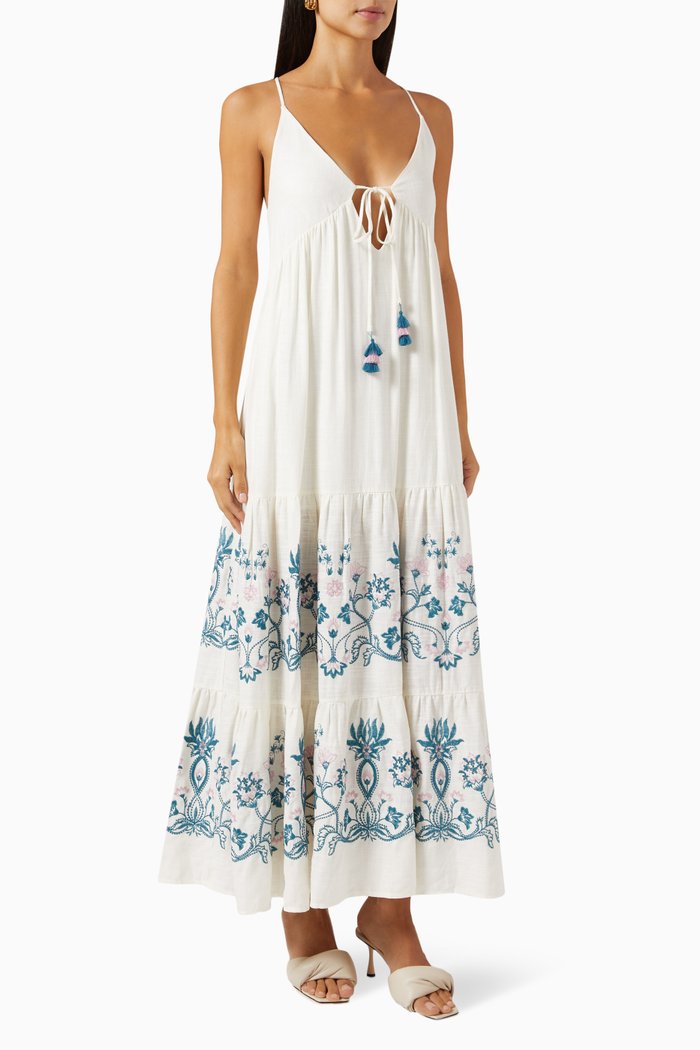 

Azafran Maxi Dress in Viscose Linen, Neutral
