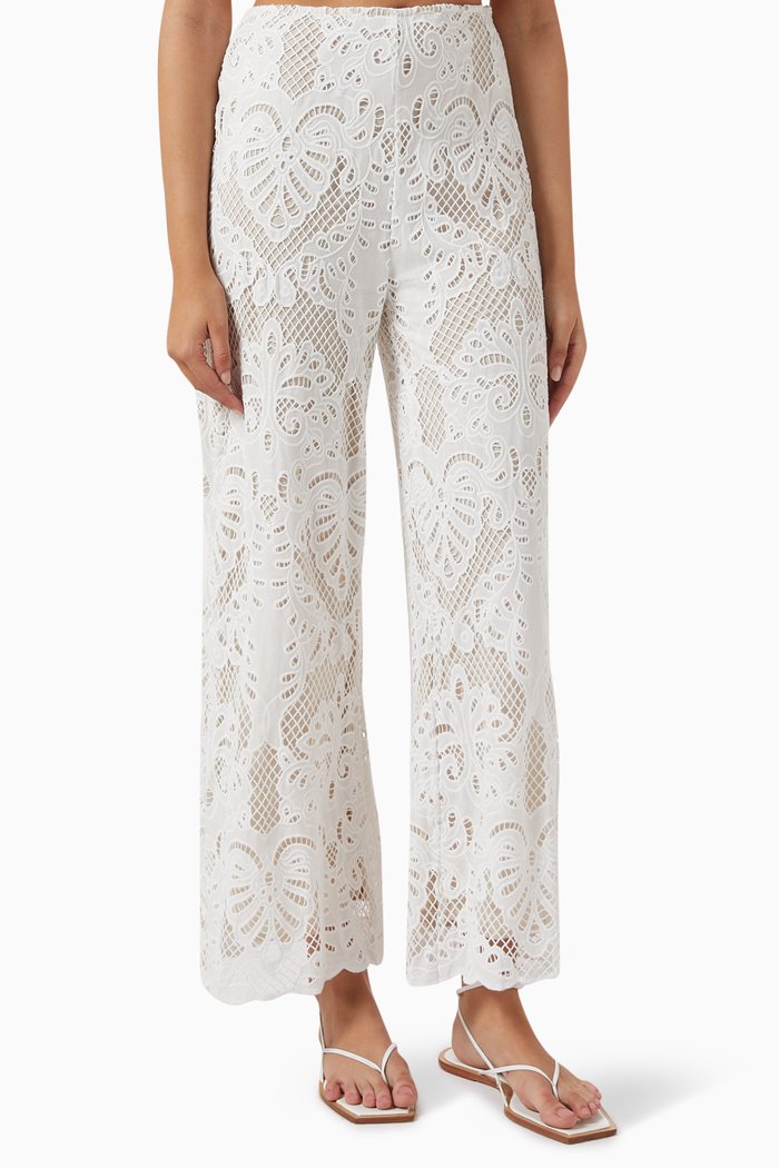 

Aurora Broderie Anglaise Pants in Cotton, Neutral