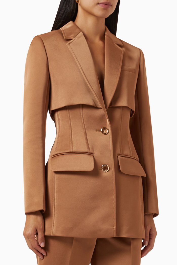 

Phedra Blazer in Scuba Crepe, Brown