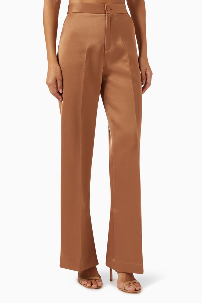 

Keelin Straight Pants in Scuba Crepe, Brown