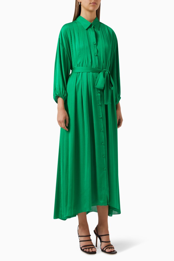 

Elise Midi Shirt Dress in Chiffon, Green