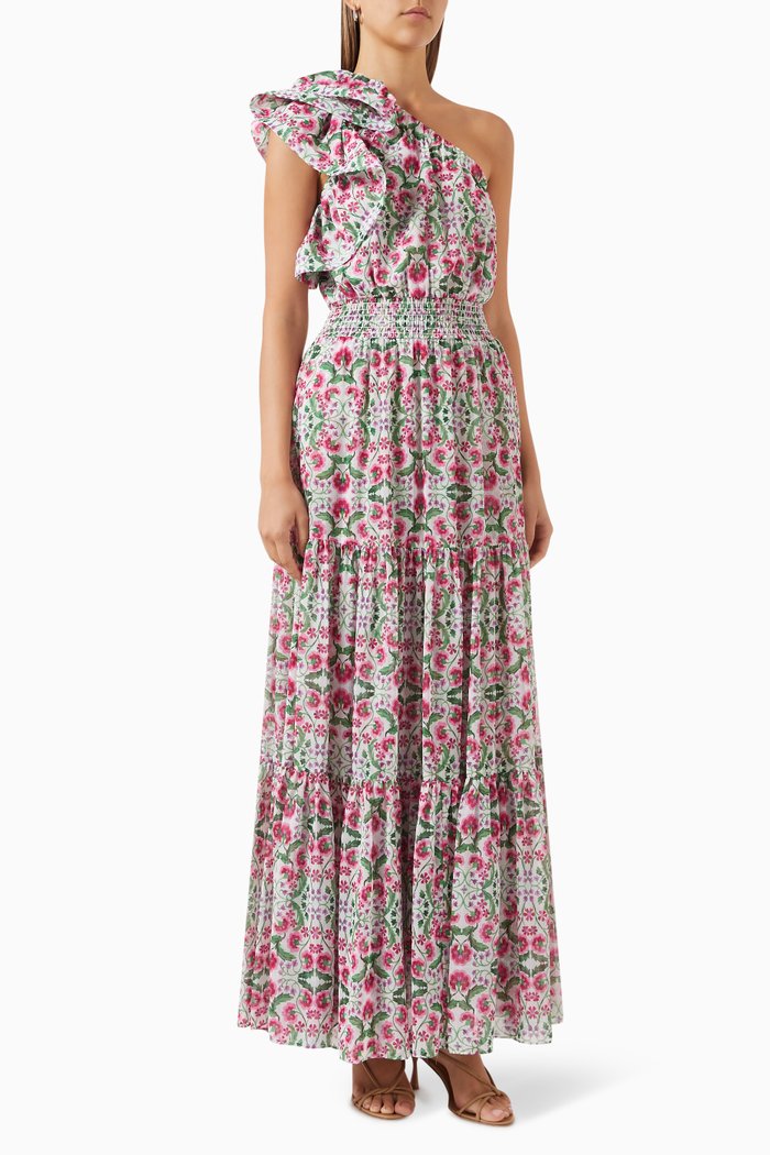 

Ilaria One-shoulder Maxi Dress in Floral-print Chiffon, Multicolour