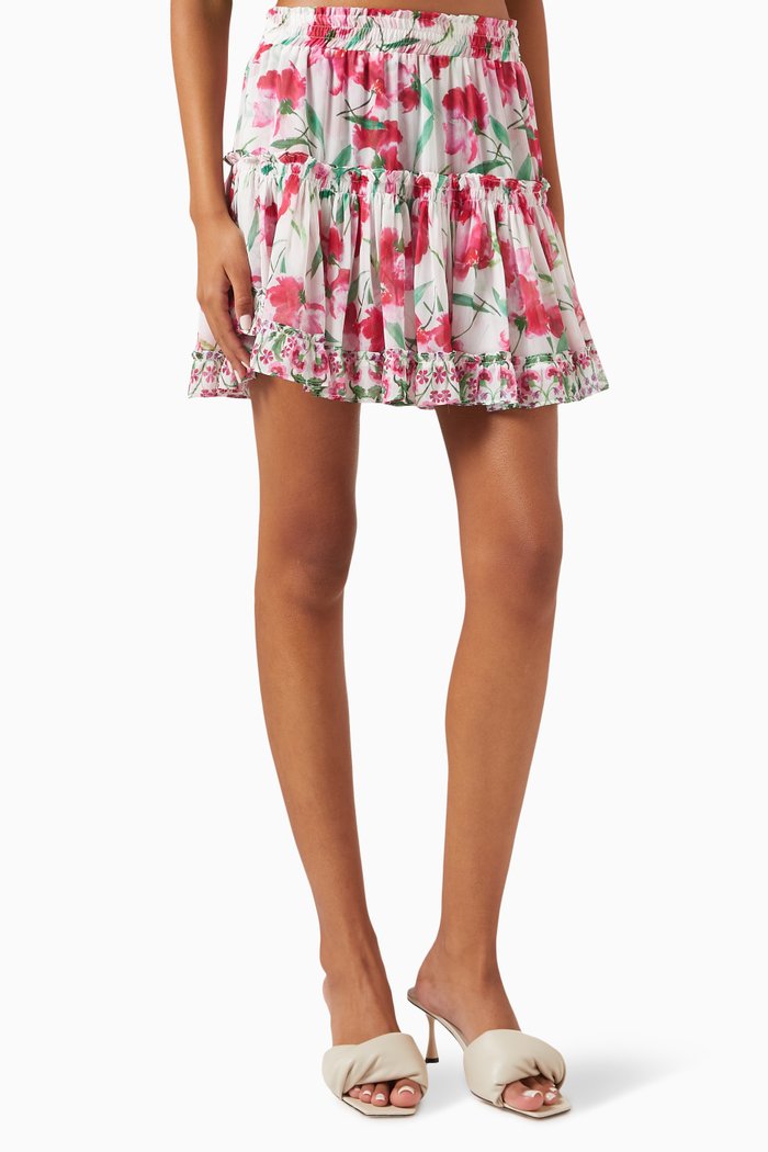 

Marion Mini Skirt in Floral-print Chiffon, Multicolour