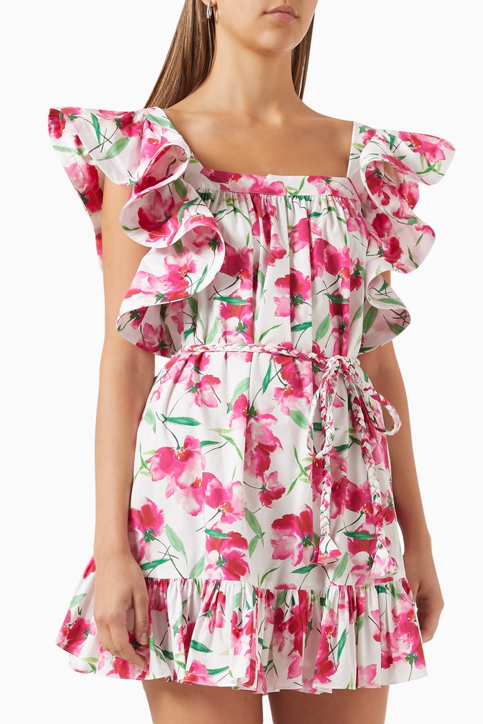 

Selma Mini Dress in Floral-print Cotton, Multicolour