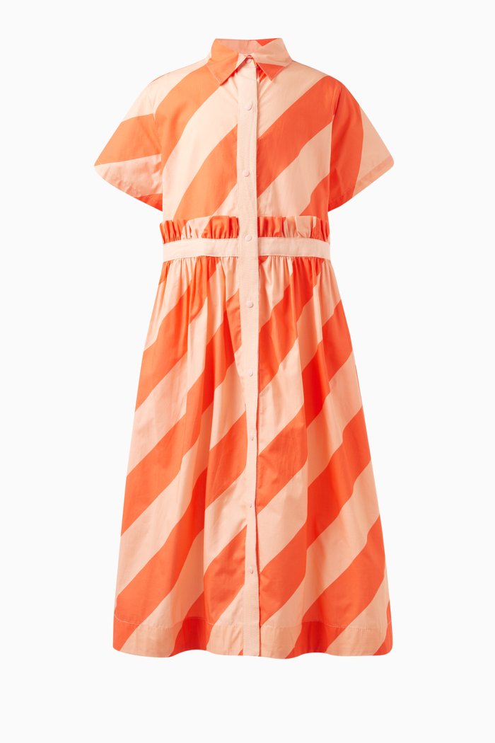 

Pia Ruffled Dress in Cotton, Orange