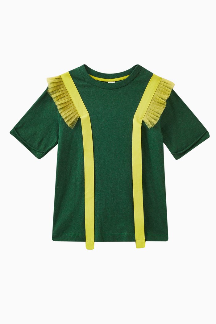

Adella Ruffled Sailor T-Shirt in Cotton, Green