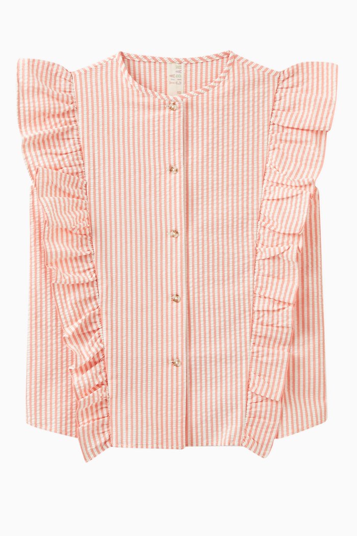 

Baiana Ruffle Shell Blouse in Cotton, Pink