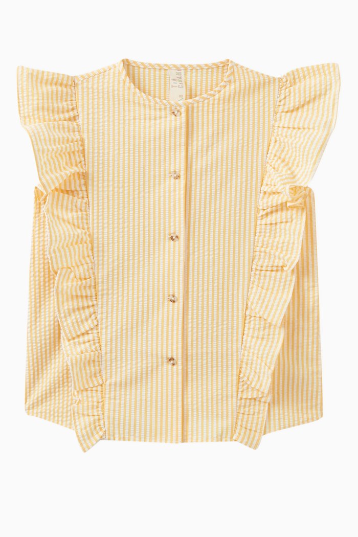 

Baiana Ruffle Shell Blouse in Cotton, Yellow