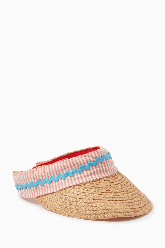 

Transylvania Visor Hat in Straw & Cotton, Pink