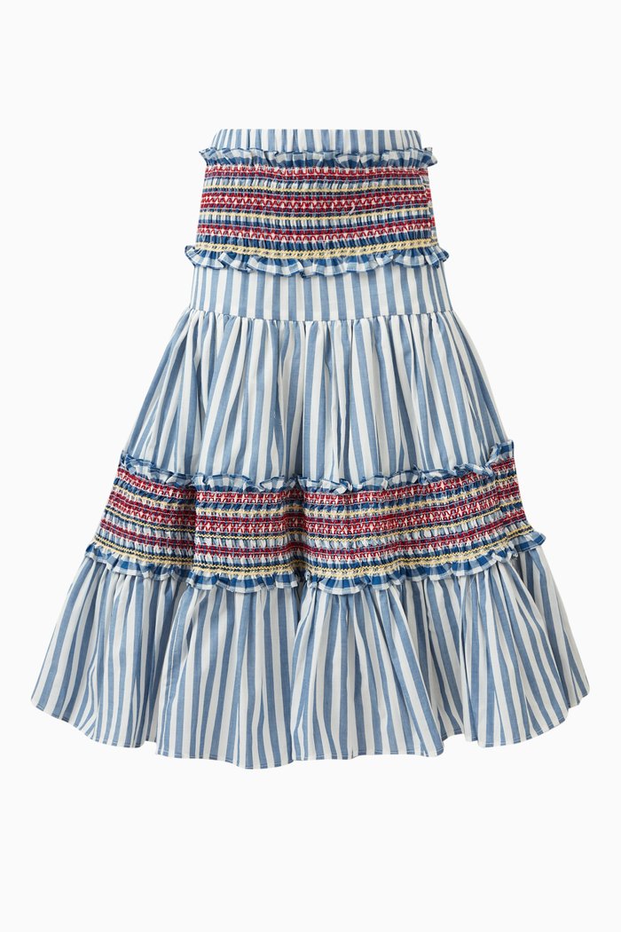 

Sofia Smocked Skirt in Cotton, Purple
