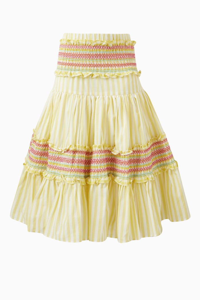 

Sofia Smocked Skirt in Cotton, Yellow