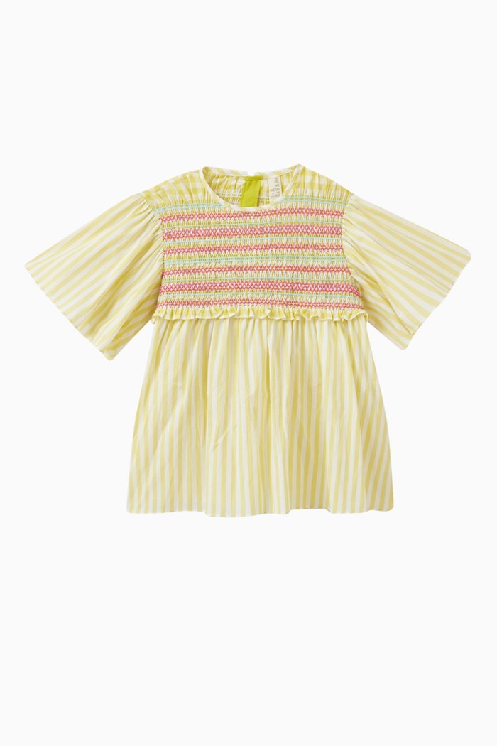 

Sofia Smocked Blouse in Cotton, Yellow