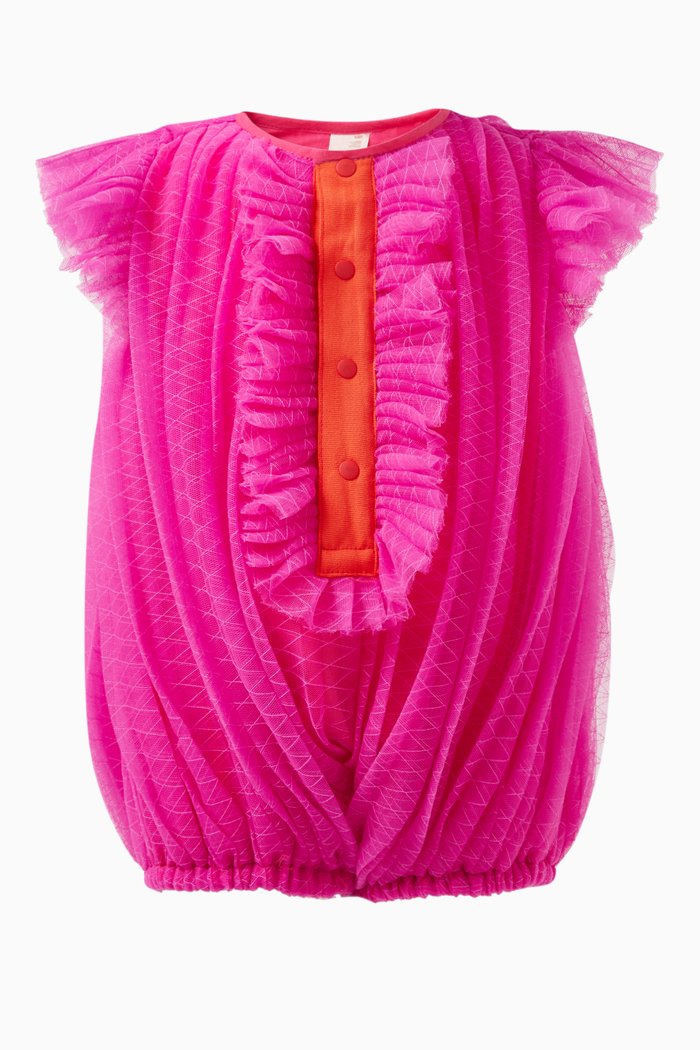 

Florence Pleated Romper in Nylon, Pink