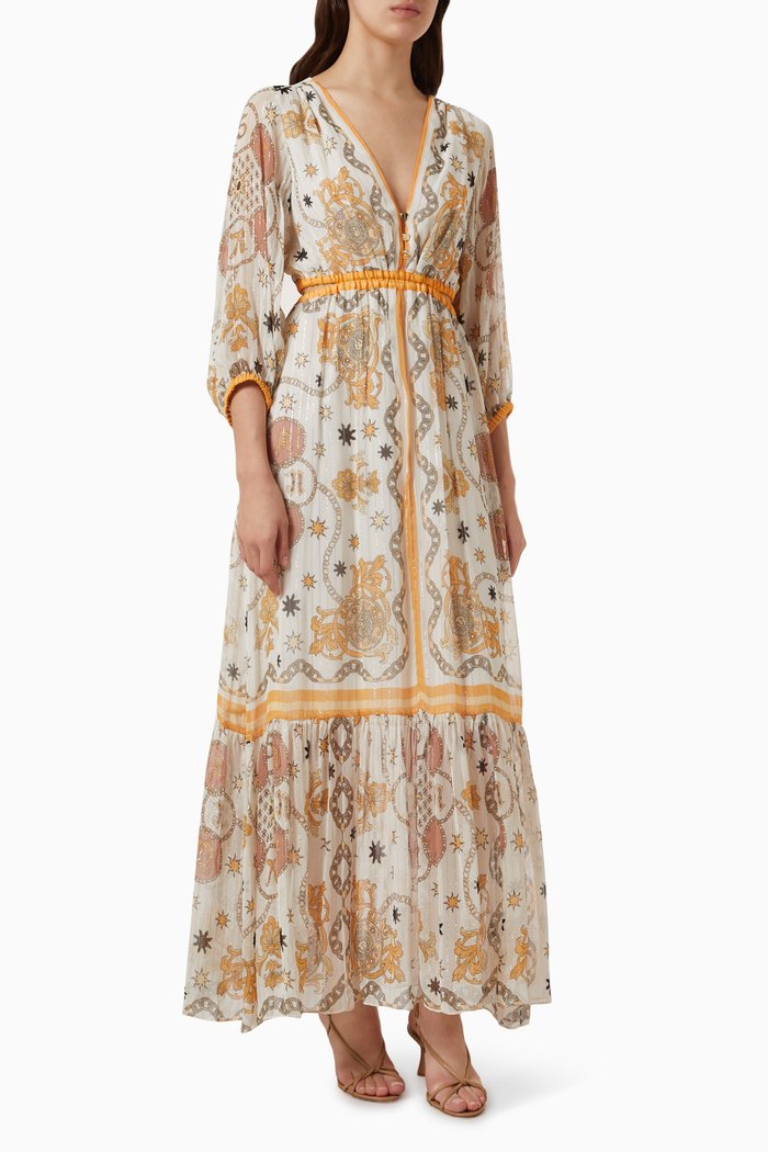 

Valldemossa Floral-print Maxi Dress in Viscose-blend, Neutral
