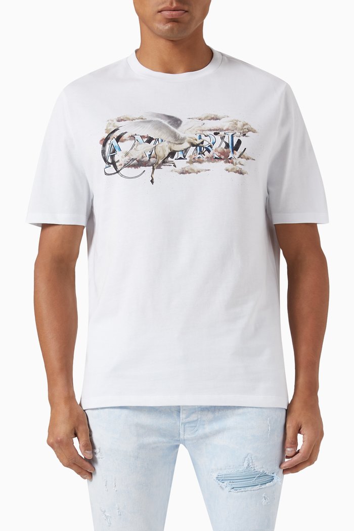 

Pegasus Script T-shirt in Cotton Jersey, White