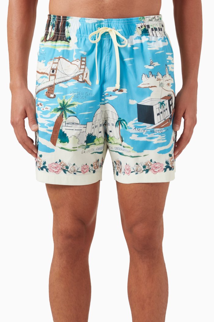 

California Hawaiian Swim Shorts in Poly Spandex, Multicolour