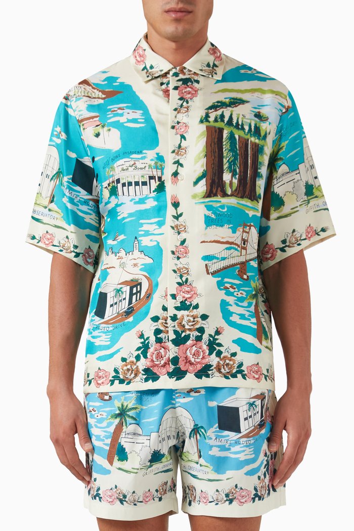 Hawaiian Bowling Shirt in Silk, Multicolour