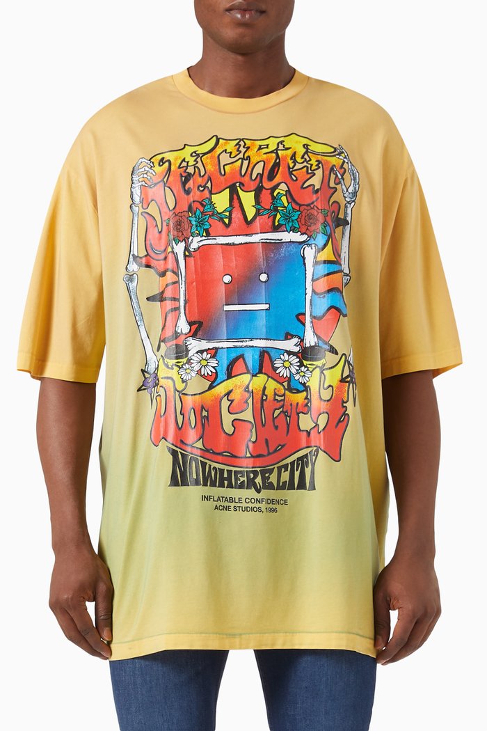 

Graphic Screen Print T-shirt in Cotton Stretch, Yellow