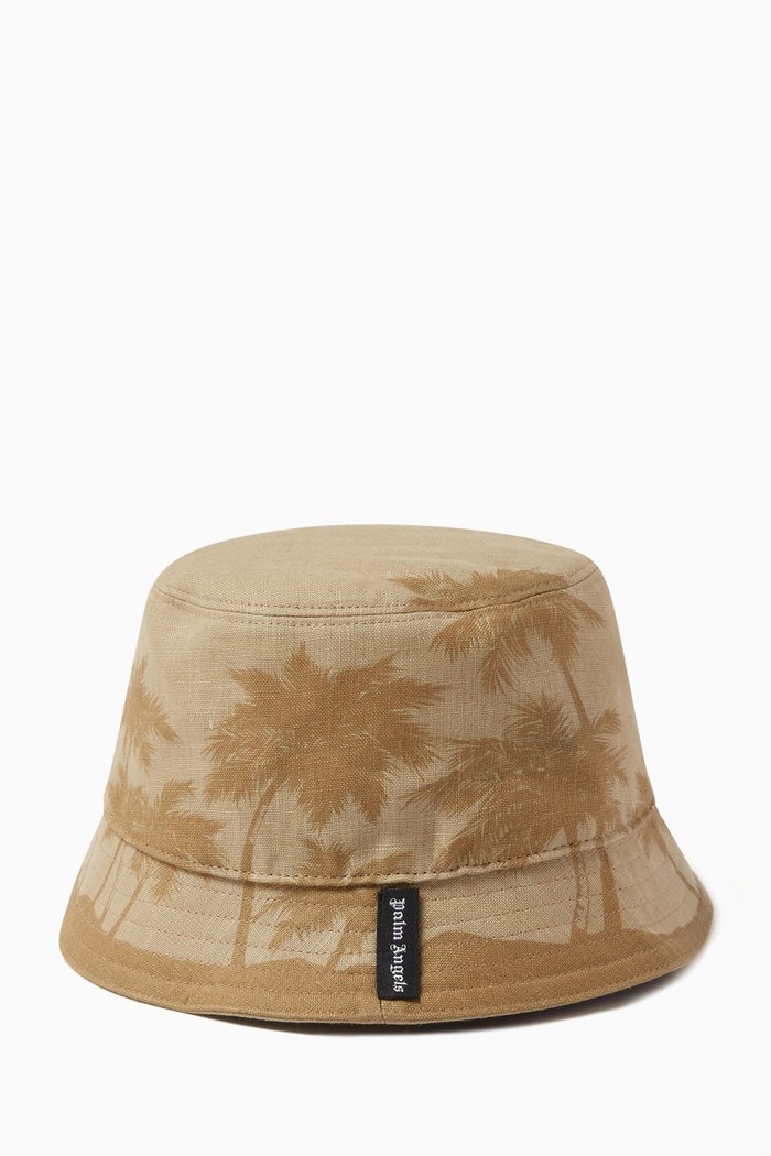 Exclusive All-over Palms Bucket Hat, Neutral