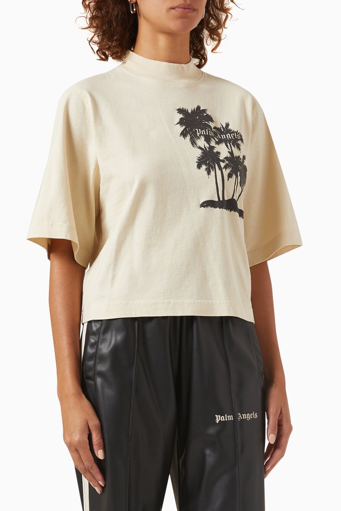 

Palms Fitted T-shirt in Jersey, Neutral