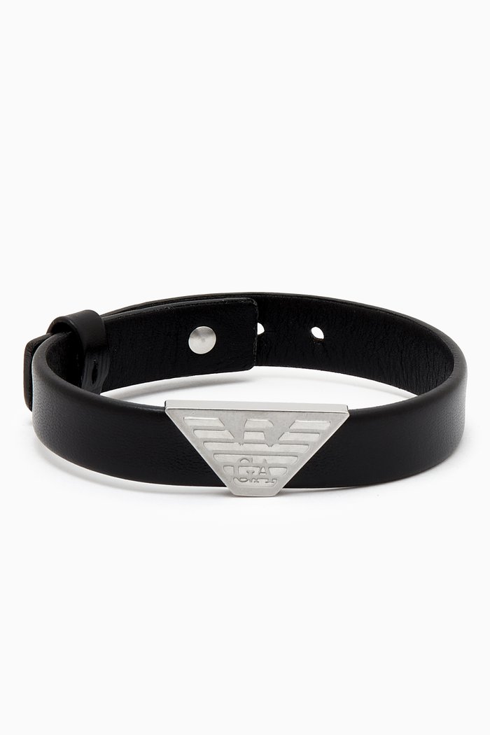 

Eagle Logo Essentials Bracelet in Leather, Black