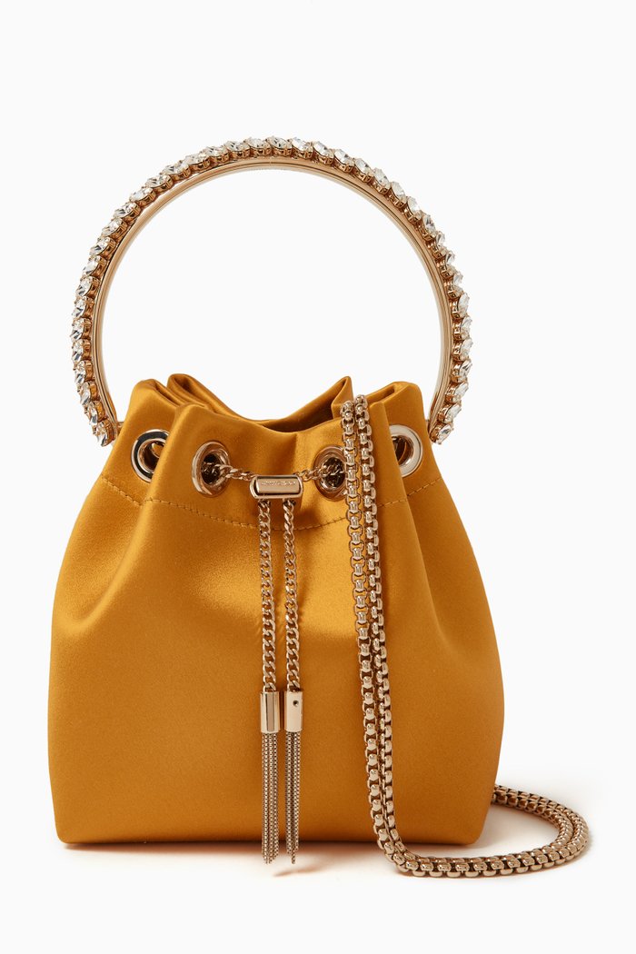 

Bon Bon Bag with Crystal Handle in Responsible Satin, Orange