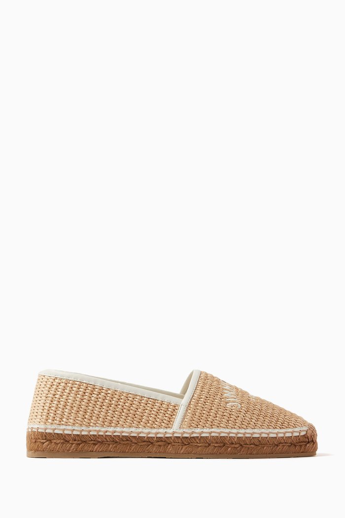 

Brie Logo-embroidered Espadrilles in Woven Raffia, Neutral