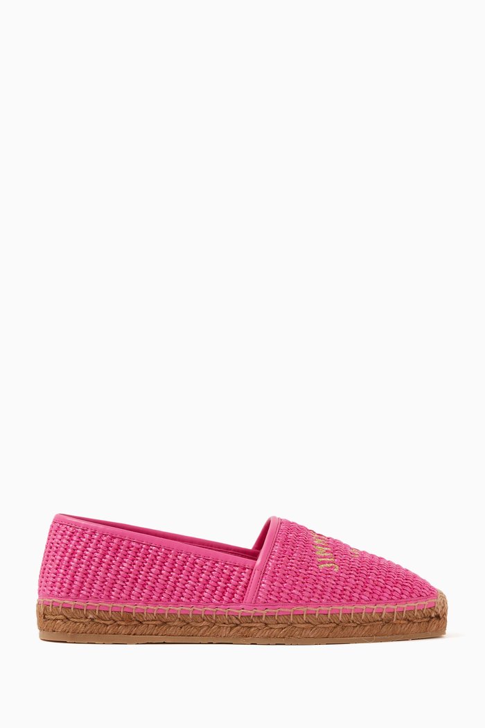 

Brie Logo-embroidered Espadrilles in Woven Raffia, Pink