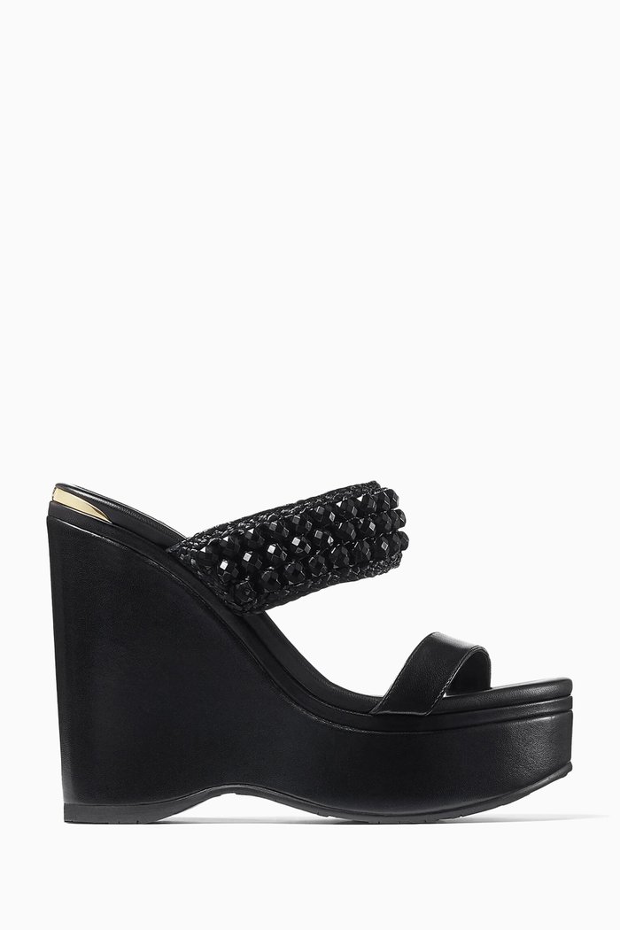

Amoure 130 Wedge Platform Sandals in Nappa Leather, Black