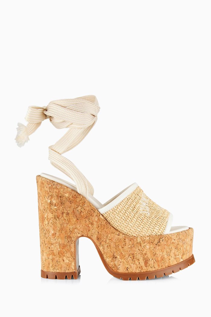 

Gal 130 Platform Sandals in Woven Raffia & Cork, Neutral