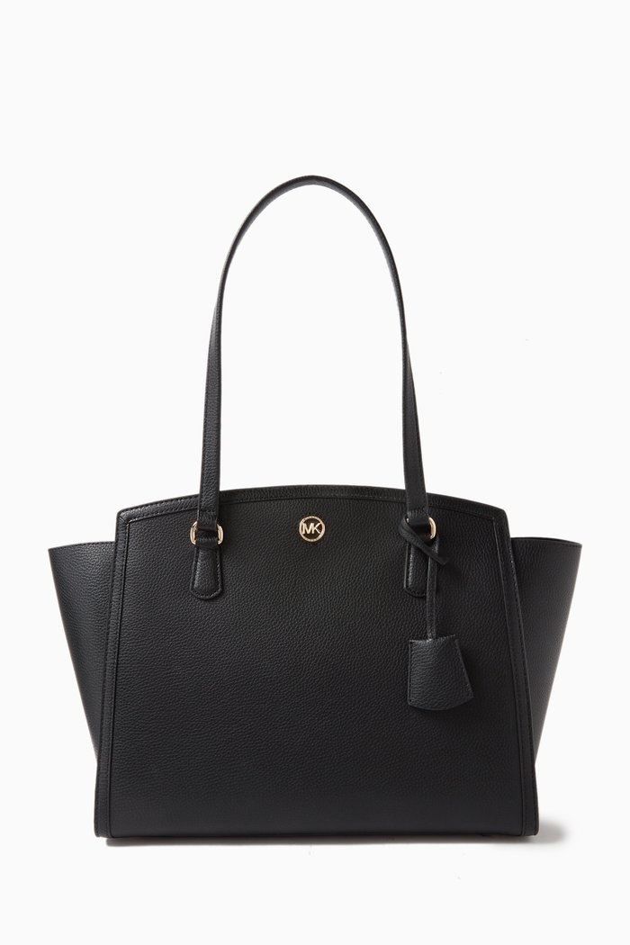 

Large Chantal Zip Tote Bag in Leather, Black