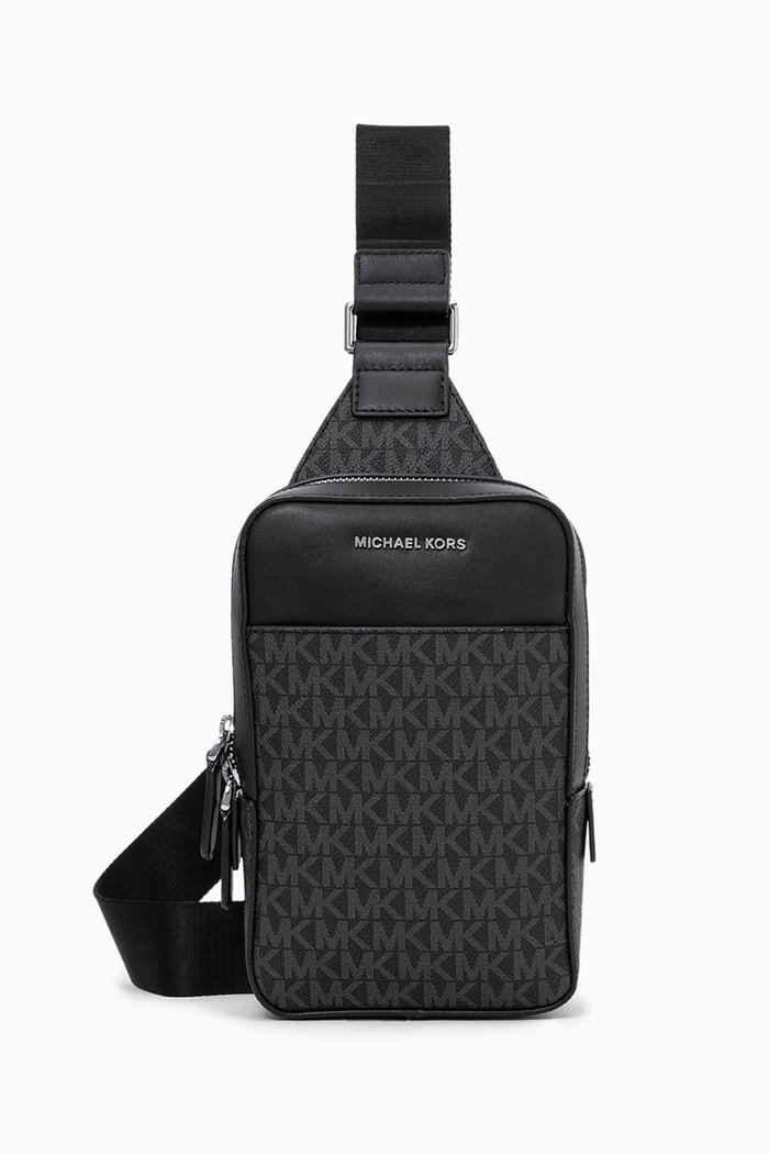 

Hudson Messenger Sling Pack in Canvas & Leather, Black