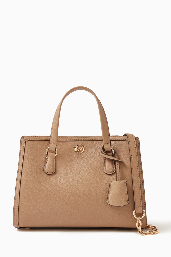 

Small Chantal Zip Messenger Bag in Leather, Brown