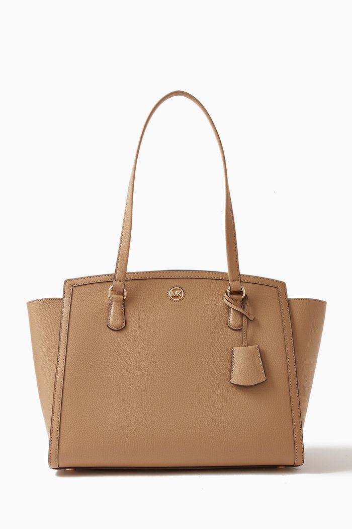 

Large Chantal Zip Tote Bag in Leather, Brown