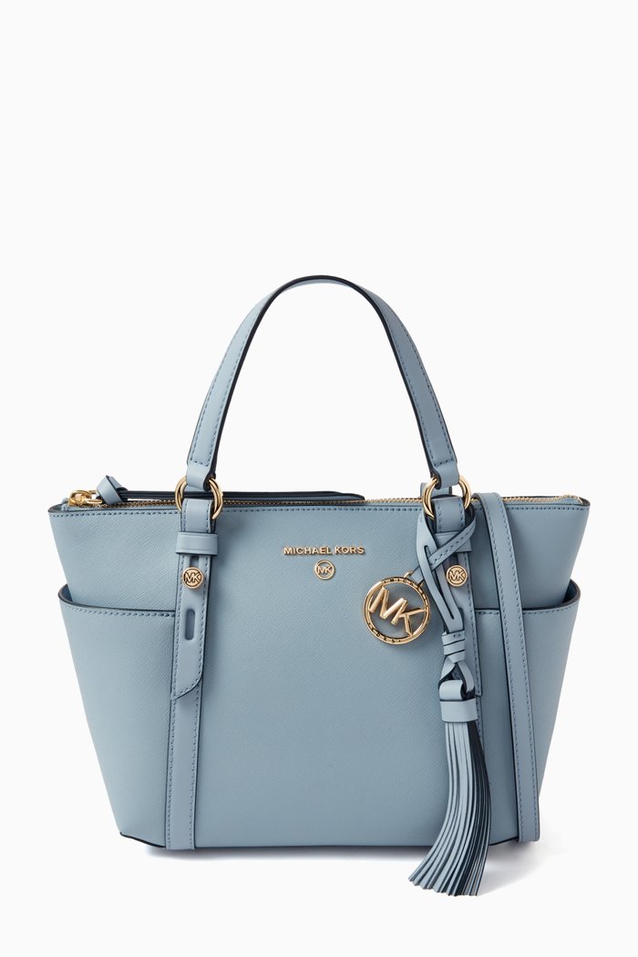 

Small Sullivan Zip Convertible Tote Bag in Leather, Blue