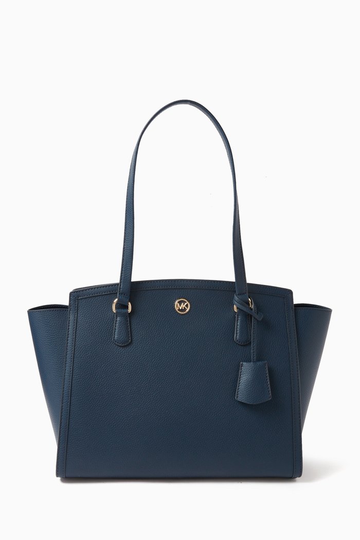 

Large Chantal Zip Tote Bag in Leather, Blue