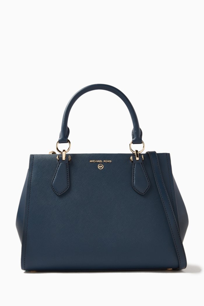 

Medium Marilyn Zip Satchel Bag in Leather, Blue